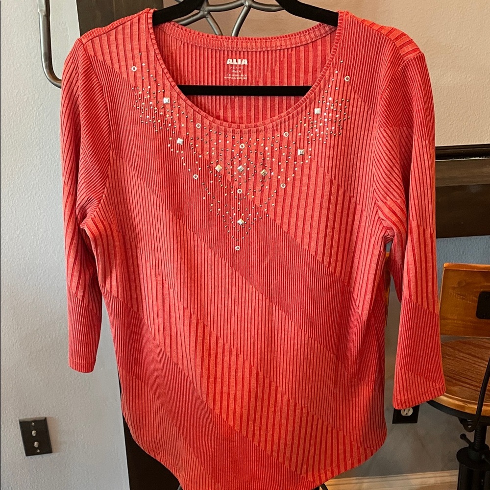 Alia Salmon Women's Sweater with Silver embellishments P Med